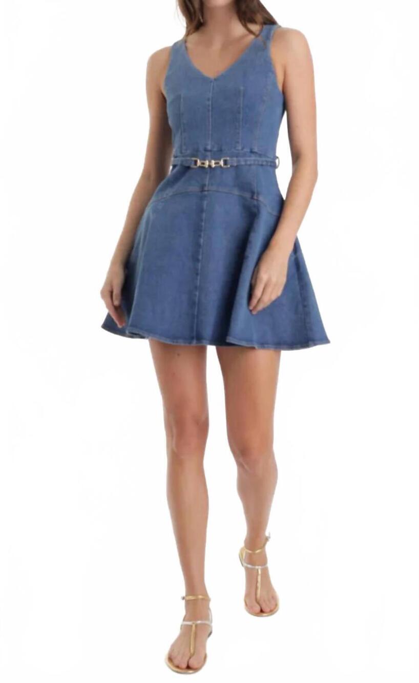 NEW KARINA GRIMALDI lola denim mini dress in blue